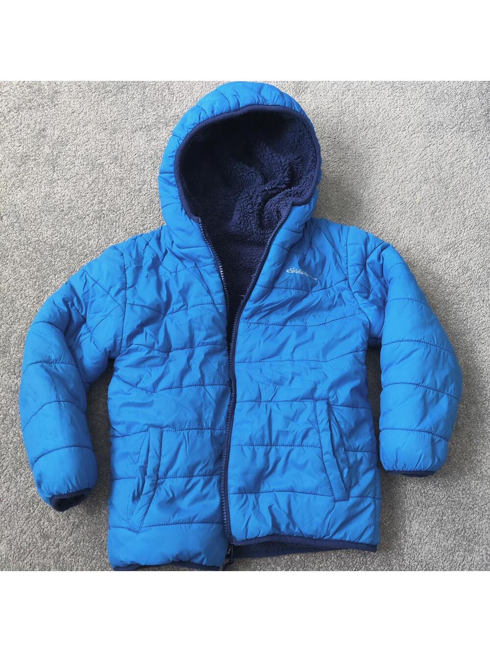 Eddie Bauer Kids Blue Reversible Hooded Puffer Jacket Small 6